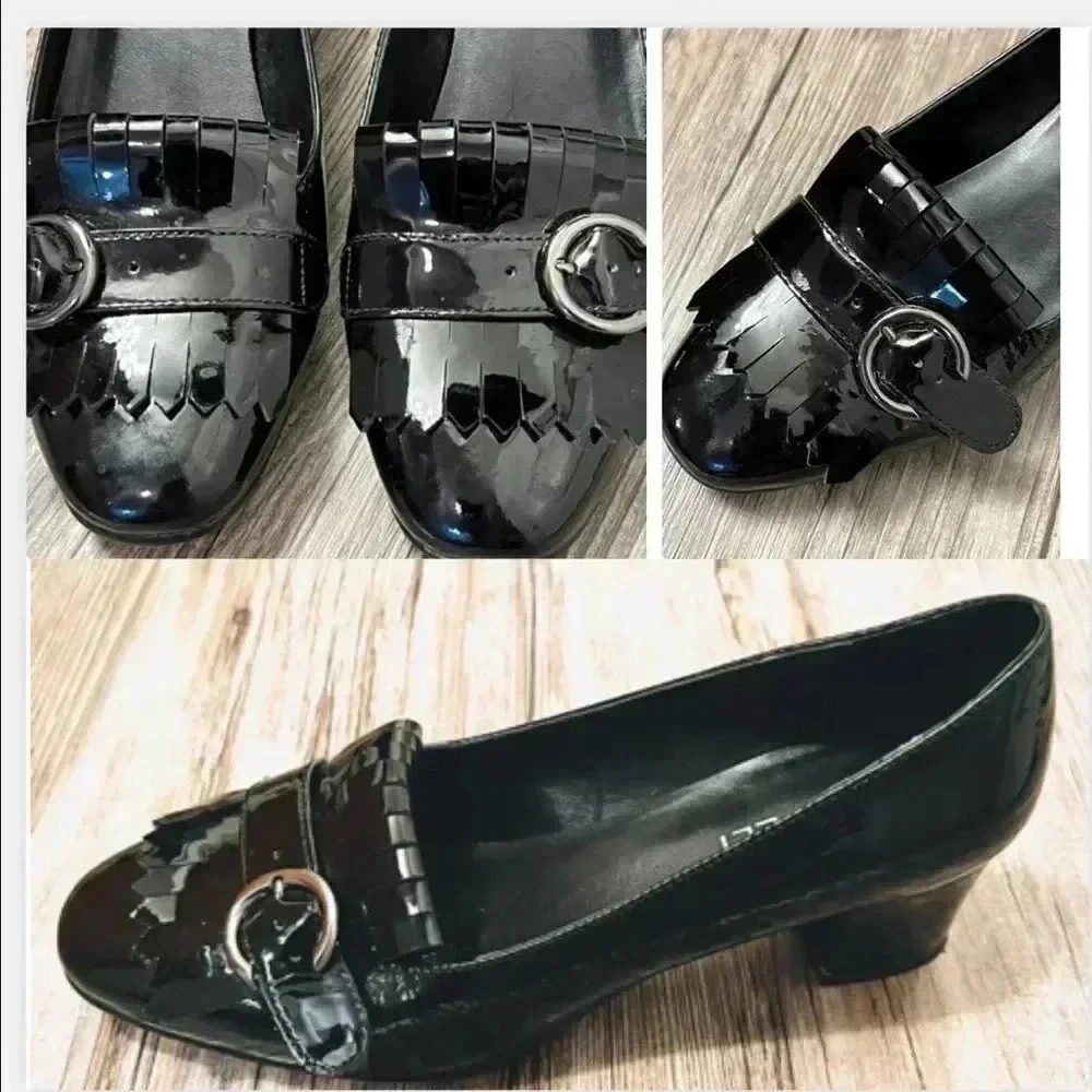 Vaneli black PATTON LEATHER OXFORD BLOCK HEELS